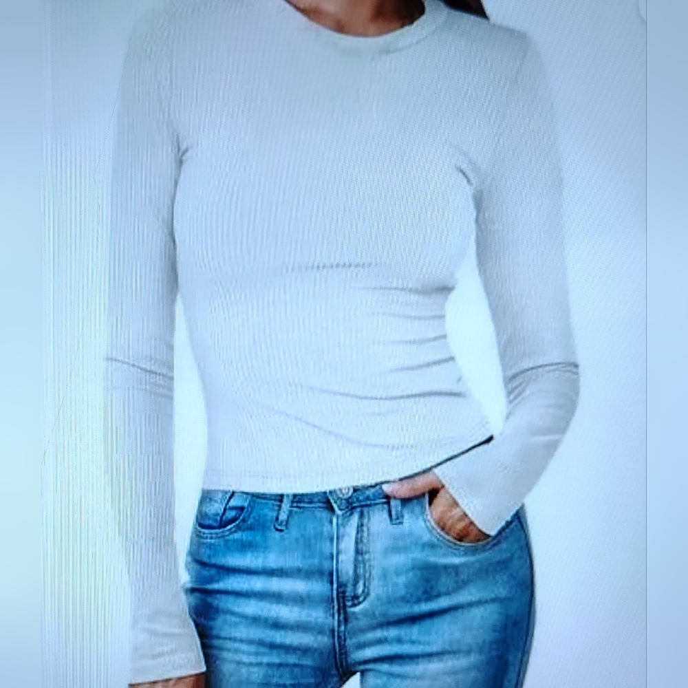 Barney's New York Ribbed White Crop Top L